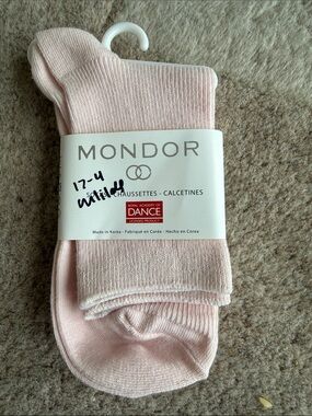 Mondor Women's Pink Dance Crew Socks - Lightweight Ballet Socks